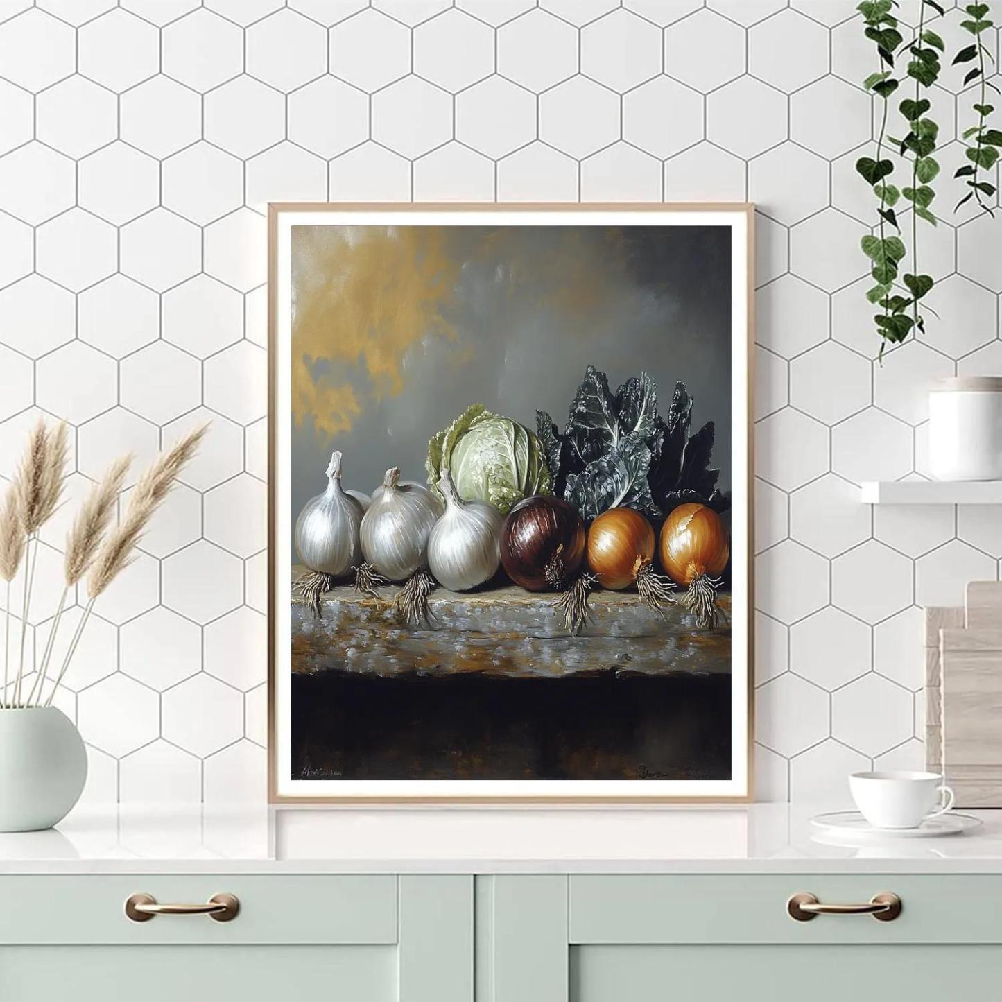 Diego Velázquez Inspired Market Shadows With Earthen Vegetables DIY paint by numbers