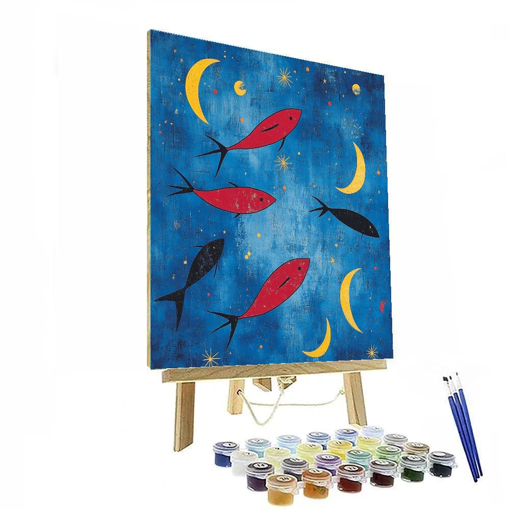 Joan Miro Inspired Dream Of Flying Fish Number painting