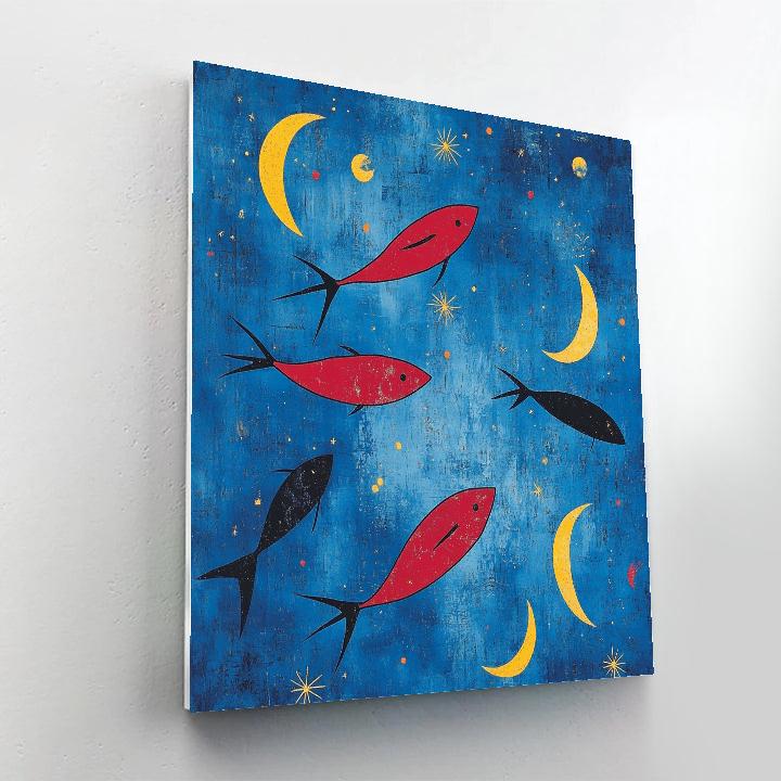 Joan Miro Inspired Dream Of Flying Fish Number painting