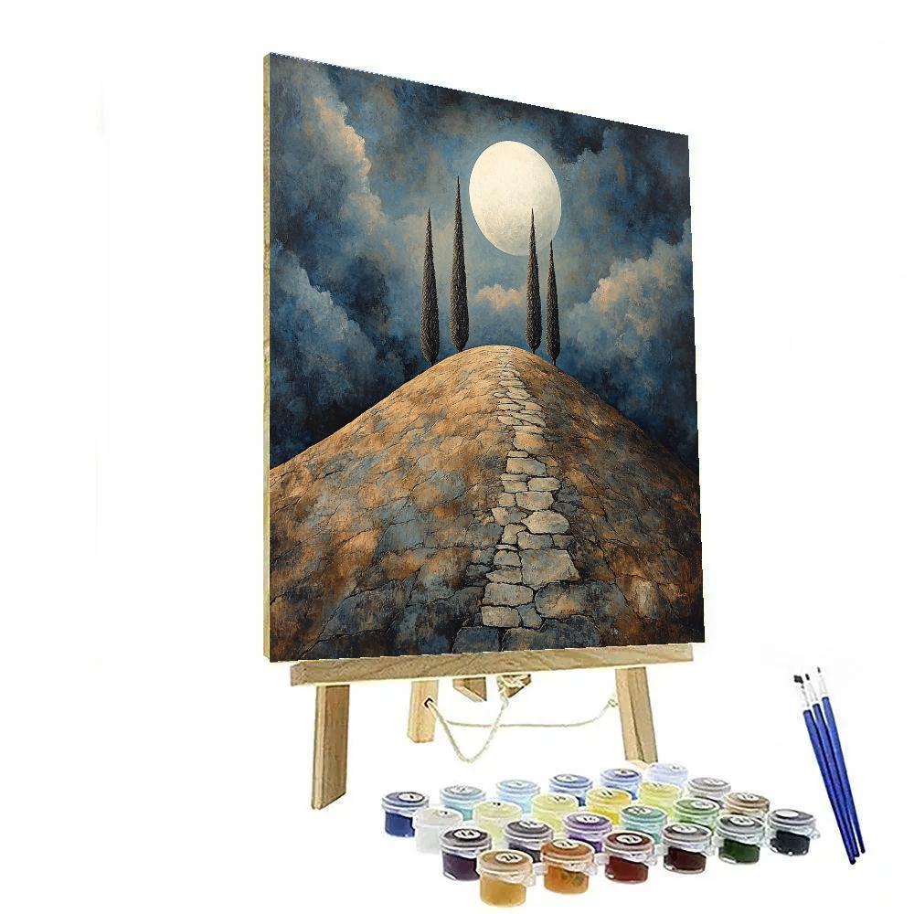 Francisco Goya Inspired Moonlit Ridge With Withered Cypress Silhouettes paint by numbers