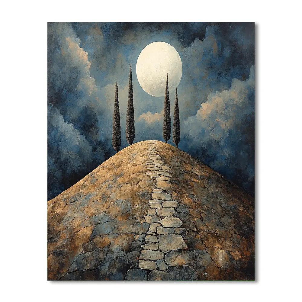 Francisco Goya Inspired Moonlit Ridge With Withered Cypress Silhouettes paint by numbers