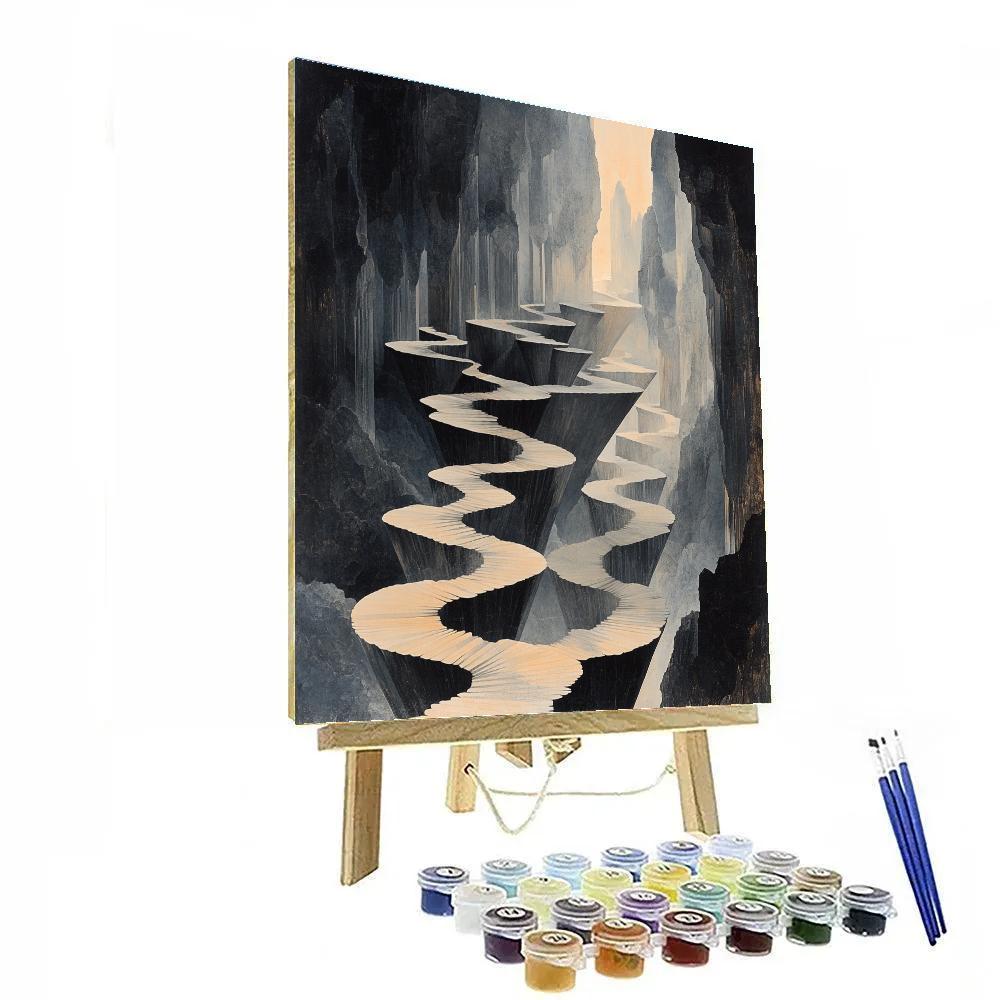 M.C. Escher Inspired Infinite Fractal Canyon paint by numbers