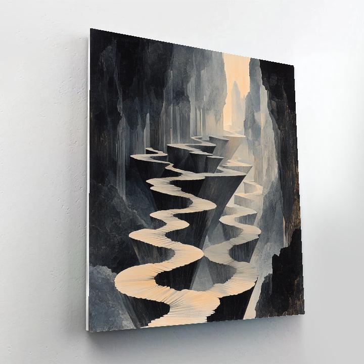M.C. Escher Inspired Infinite Fractal Canyon paint by numbers