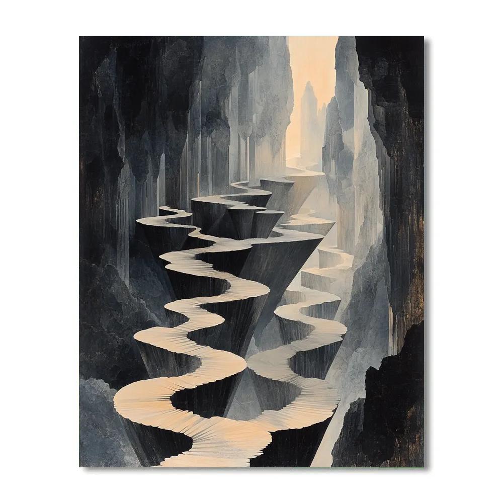 M.C. Escher Inspired Infinite Fractal Canyon paint by numbers