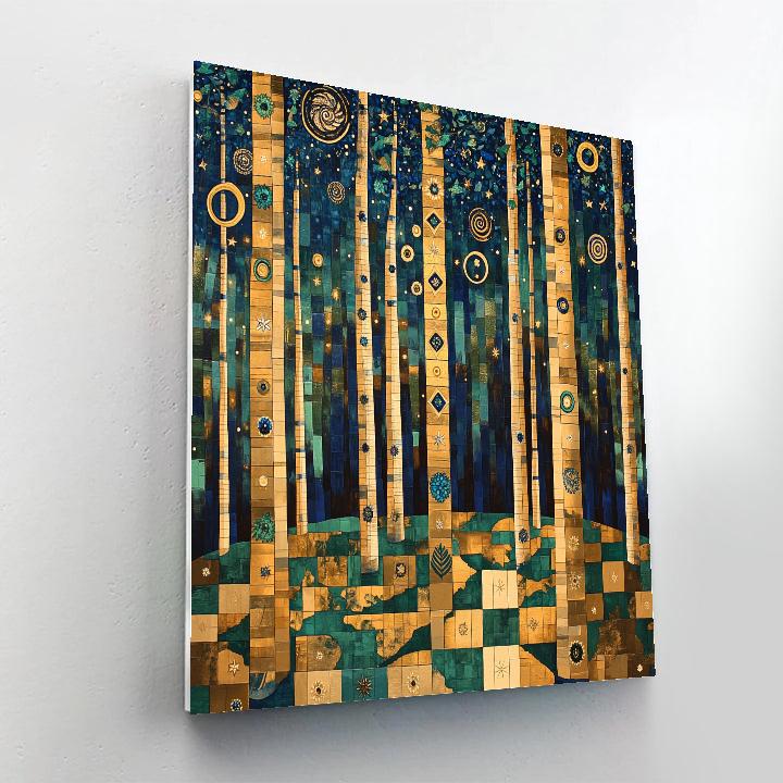 Gustav Klimt Inspired Celestial Golden Grove painting number kit