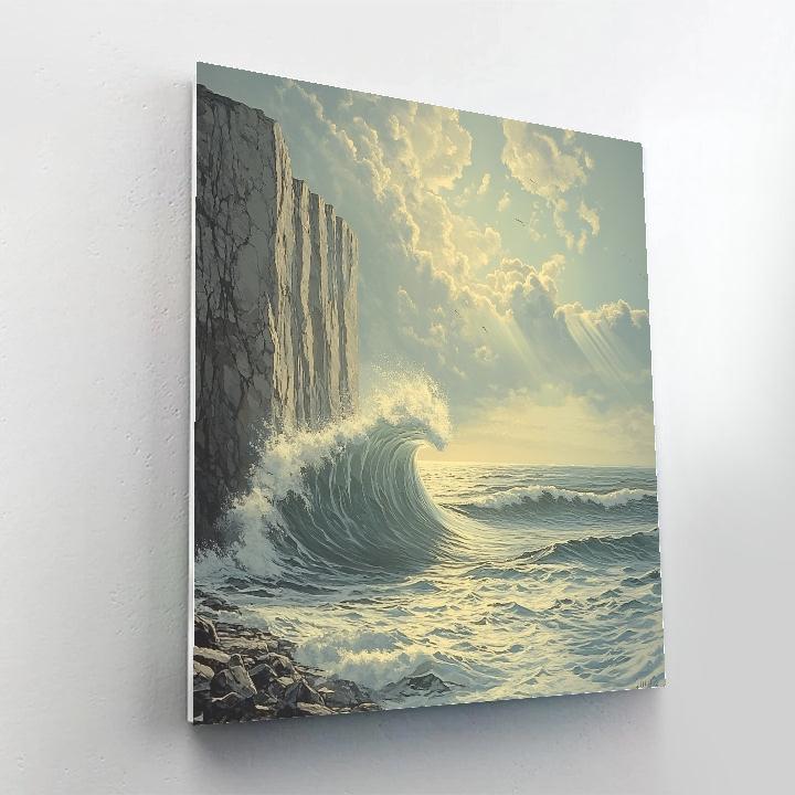 Michelangelo Inspired Meteoric Wave Cliff Number painting