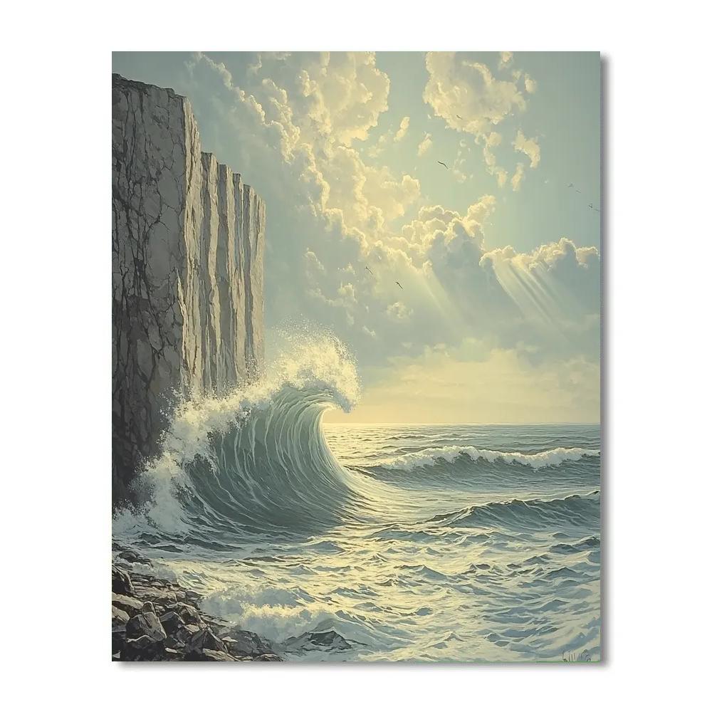 Michelangelo Inspired Meteoric Wave Cliff Number painting