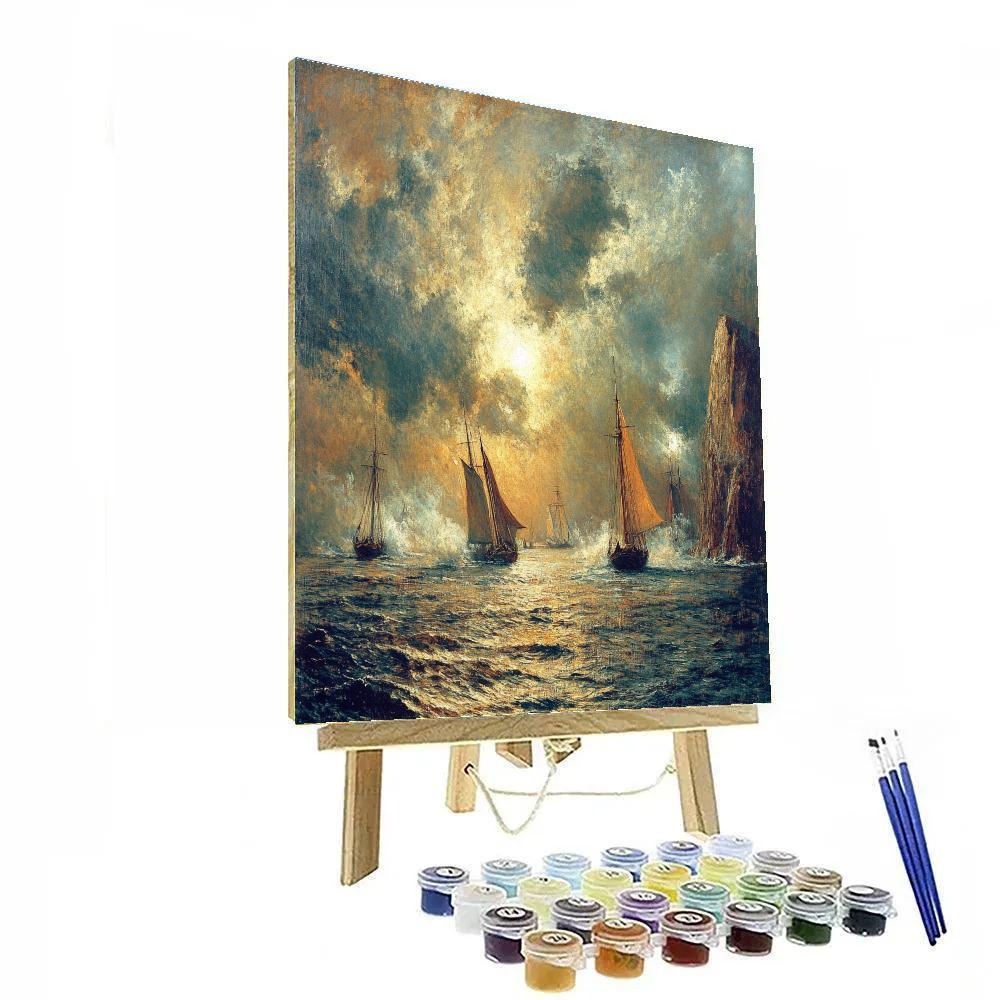 Turner Inspired Storm Over Harbor Ships paint by number