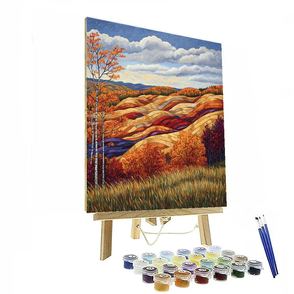 J E H MacDonald Inspired Autumn Gale Through Algoma Hills paint by numbers