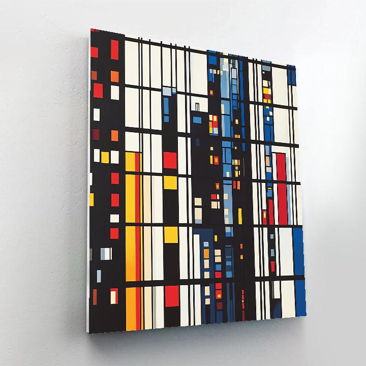 Mondrian Inspired Futuristic City Grid Number painting