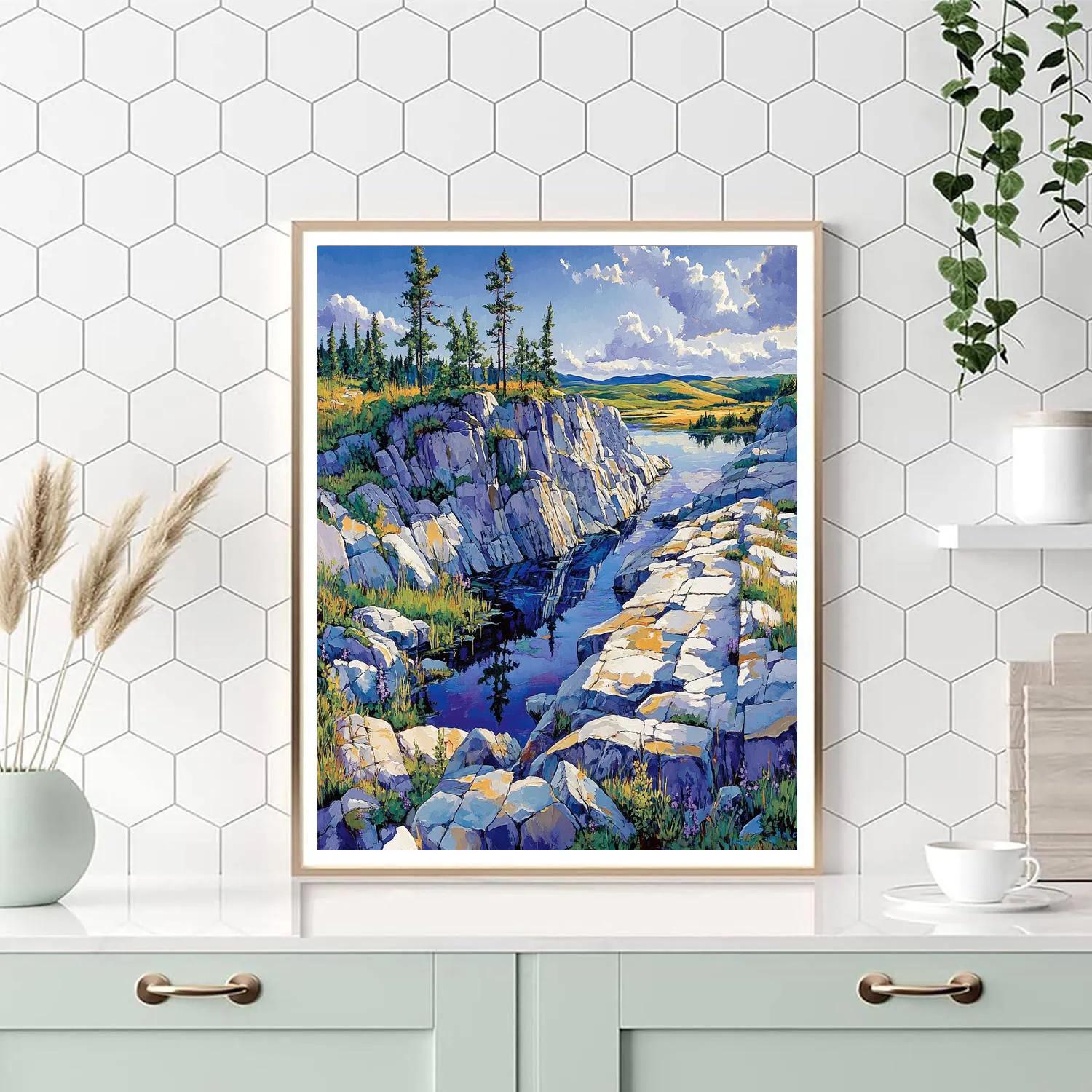 Franklin Carmichael Inspired Quartz Ridge Above Sapphire Bay Number painting