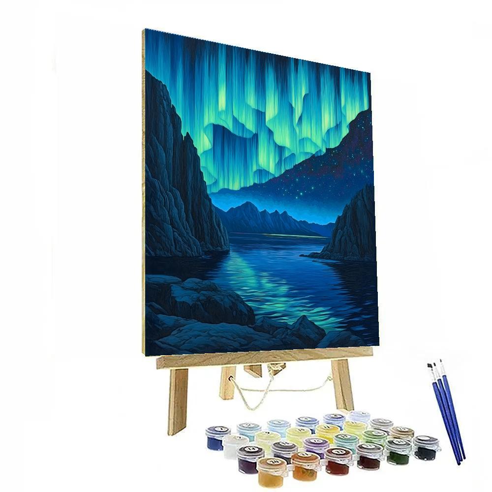 Frederick Varley Inspired Aurora Drift Above Granite Bay Paint by numbers kits