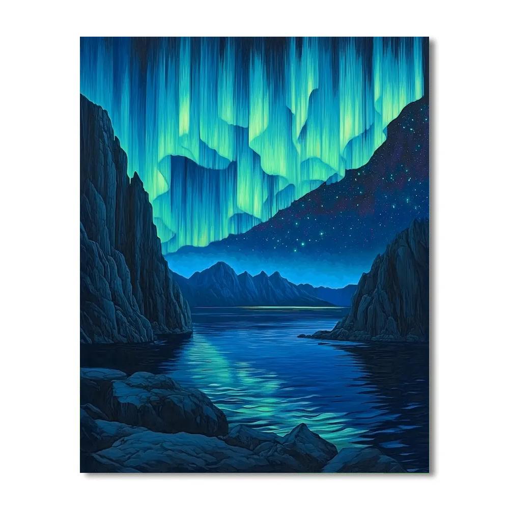 Frederick Varley Inspired Aurora Drift Above Granite Bay Paint by numbers kits