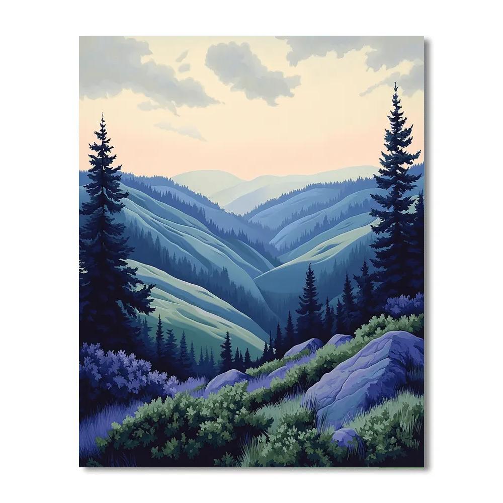 J E H MacDonald Inspired Morning Mist Over Spruce Valley Painting by numbers kit