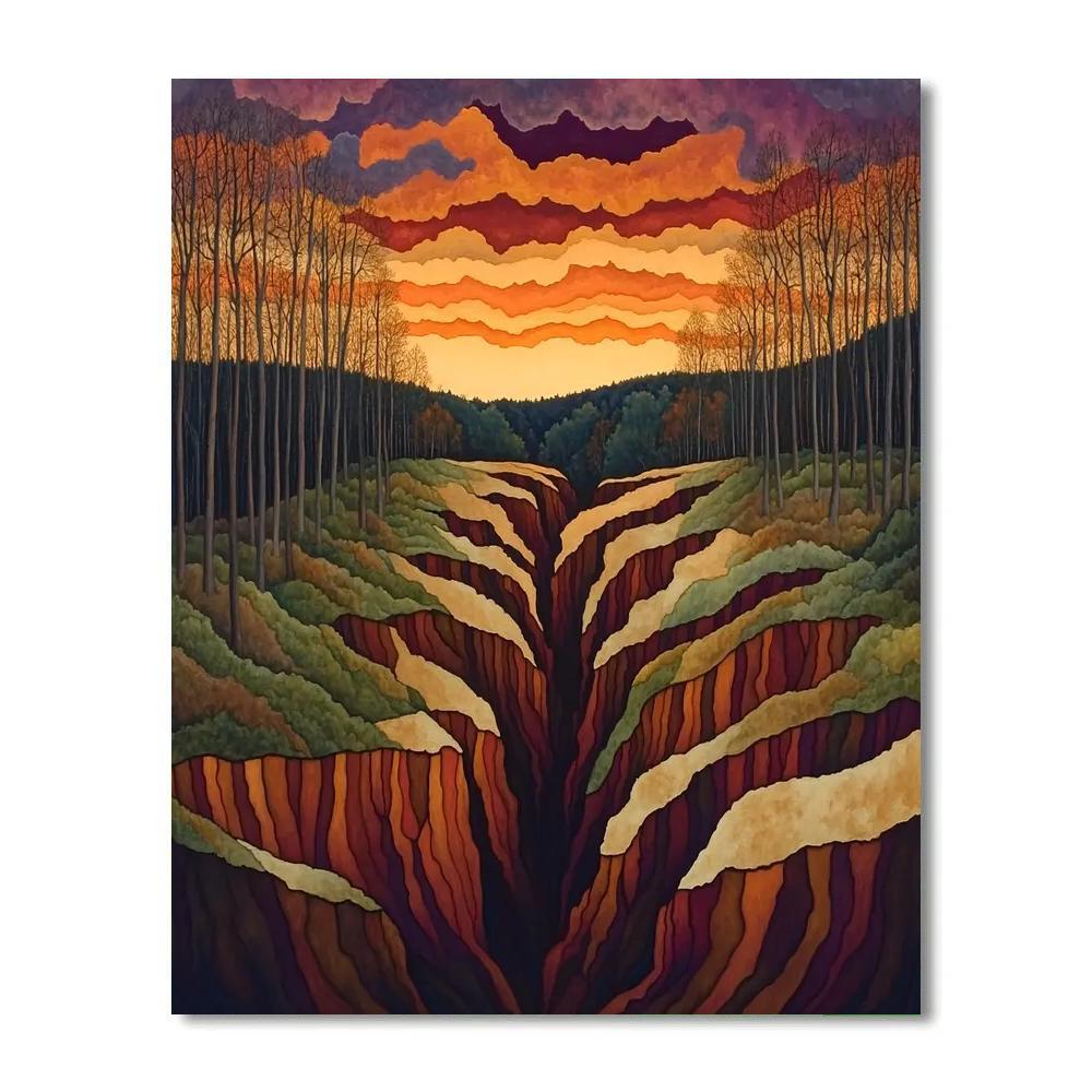 Frederick Varley Inspired Ember Sky Over Autumn Ravine Numbered painting kits