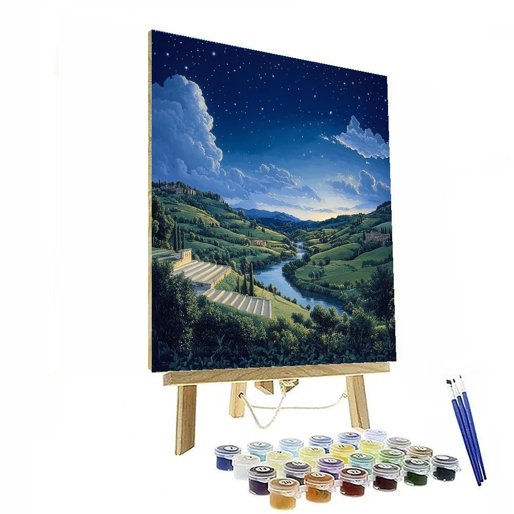 Raphael Inspired Moonlit Renaissance Valley paint by numbers