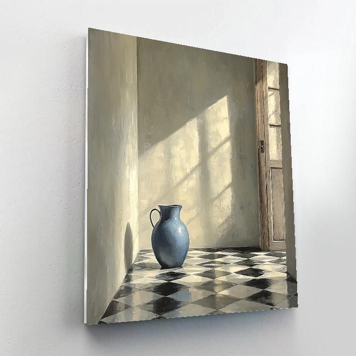 Johannes Vermeer Inspired Lapis Blue Jug On Tiled Floor By Open Door painting number kit