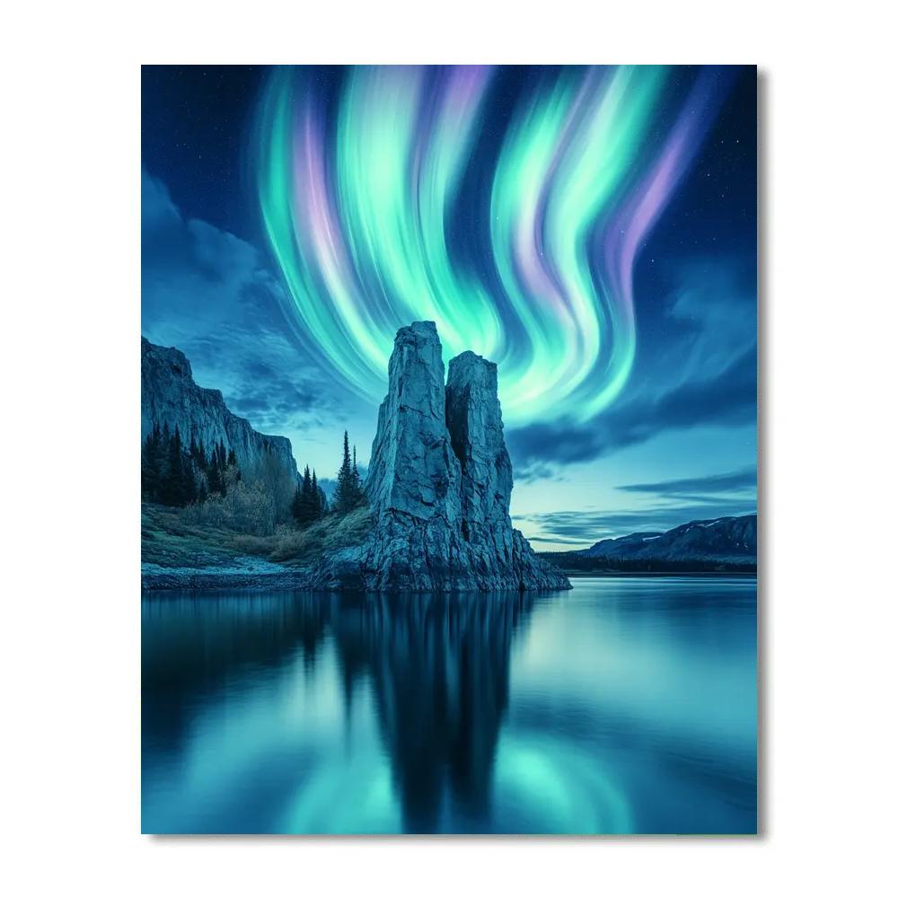 Lawren Harris Inspired Aurora Over Crystal Headland DIY paint by numbers