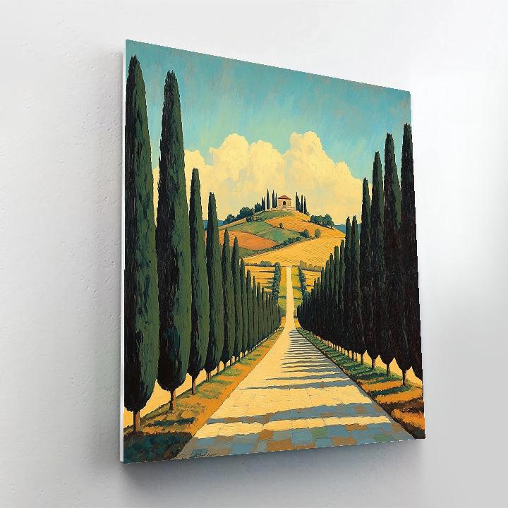 Raphael Inspired Cypress Avenue Toward Distant Temple DIY paint by numbers