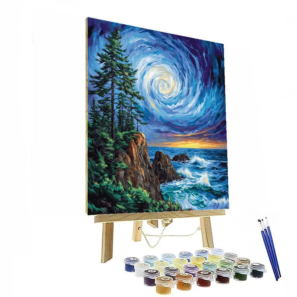 Emily Carr Inspired Storm Over Coastal Pines paint by number