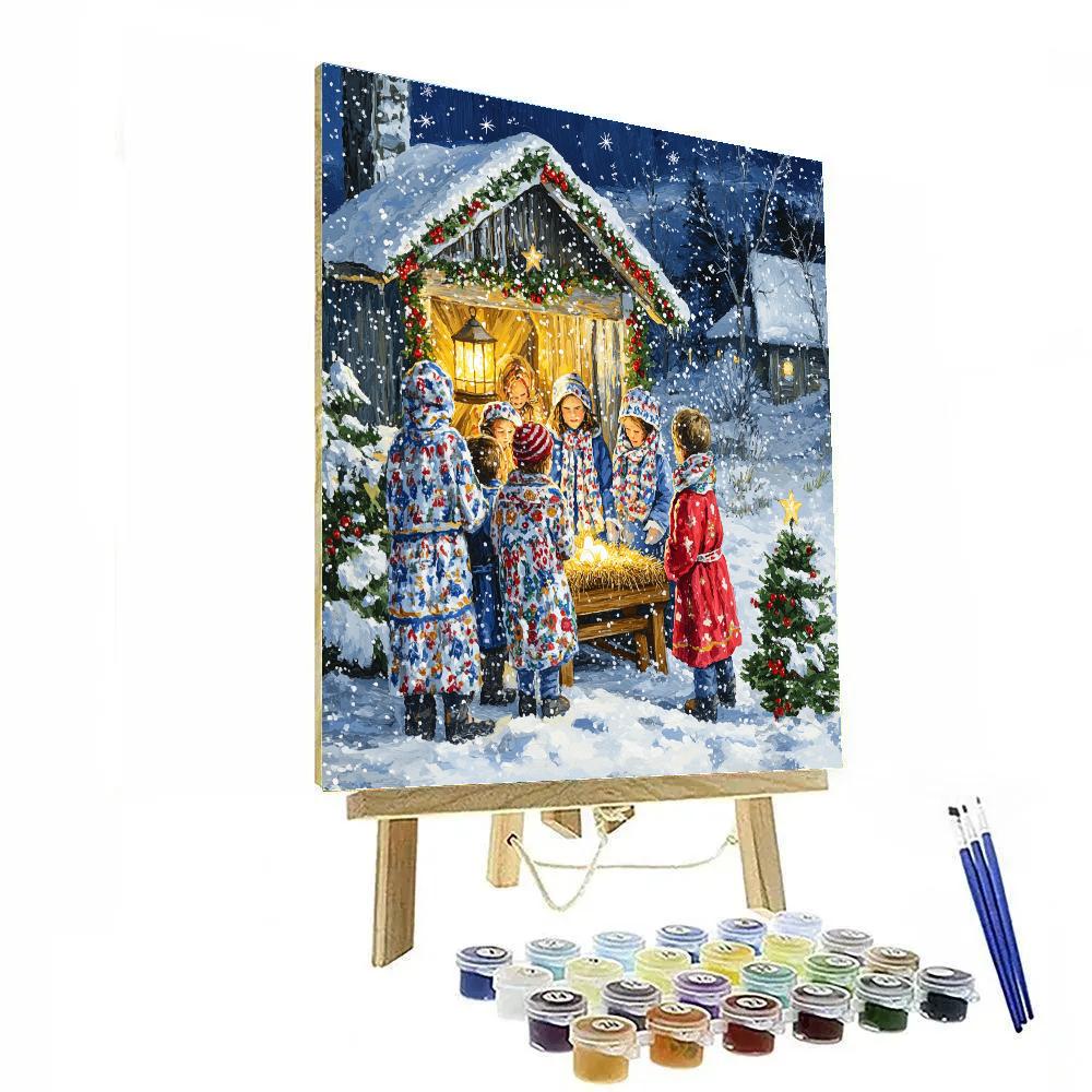 Midnight Snowfall Nativity Gathering Paint by numbers kits