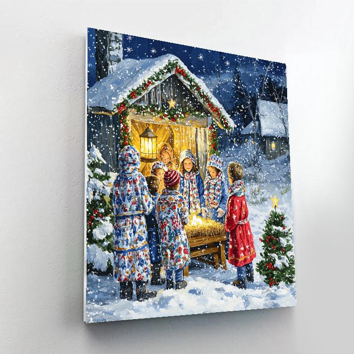 Midnight Snowfall Nativity Gathering Paint by numbers kits