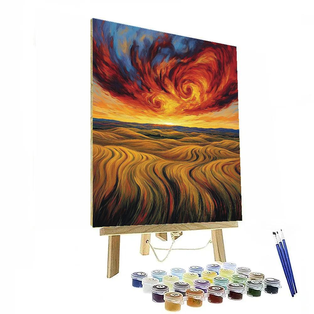 Edvard Munch Inspired Burning Horizon Over Trembling Fields Numbered painting kits
