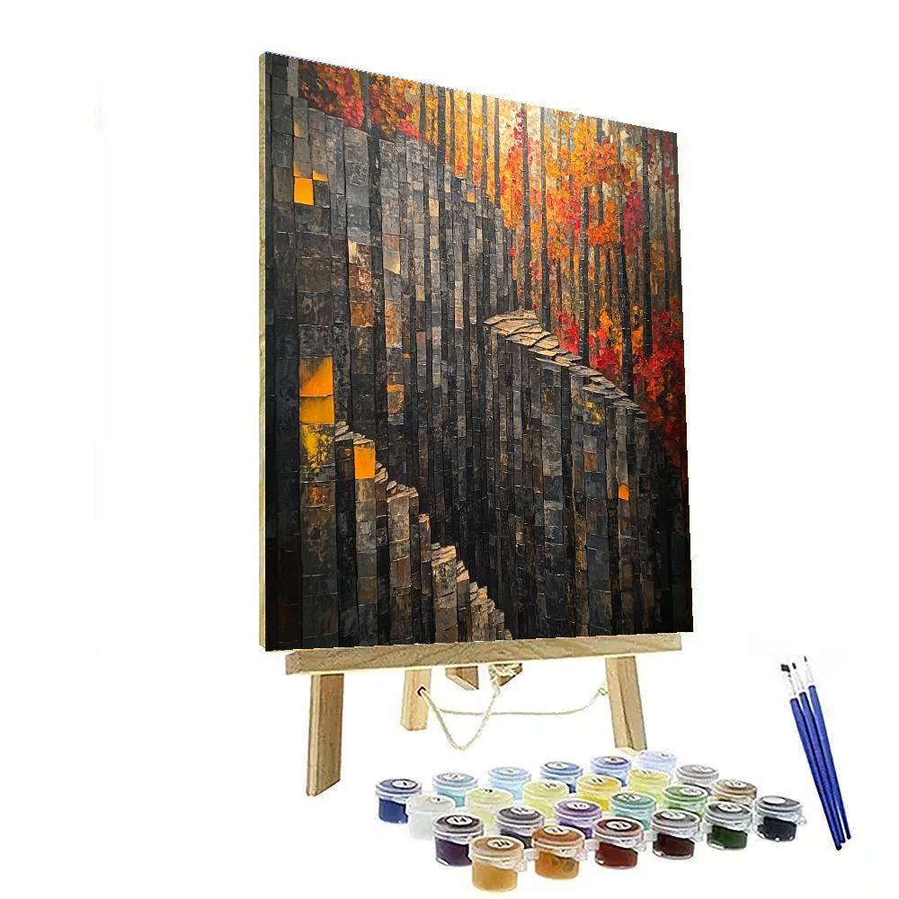 Jean-Paul Riopelle Inspired Autumn Fault Lines In Fire And Stone Paint by numbers art