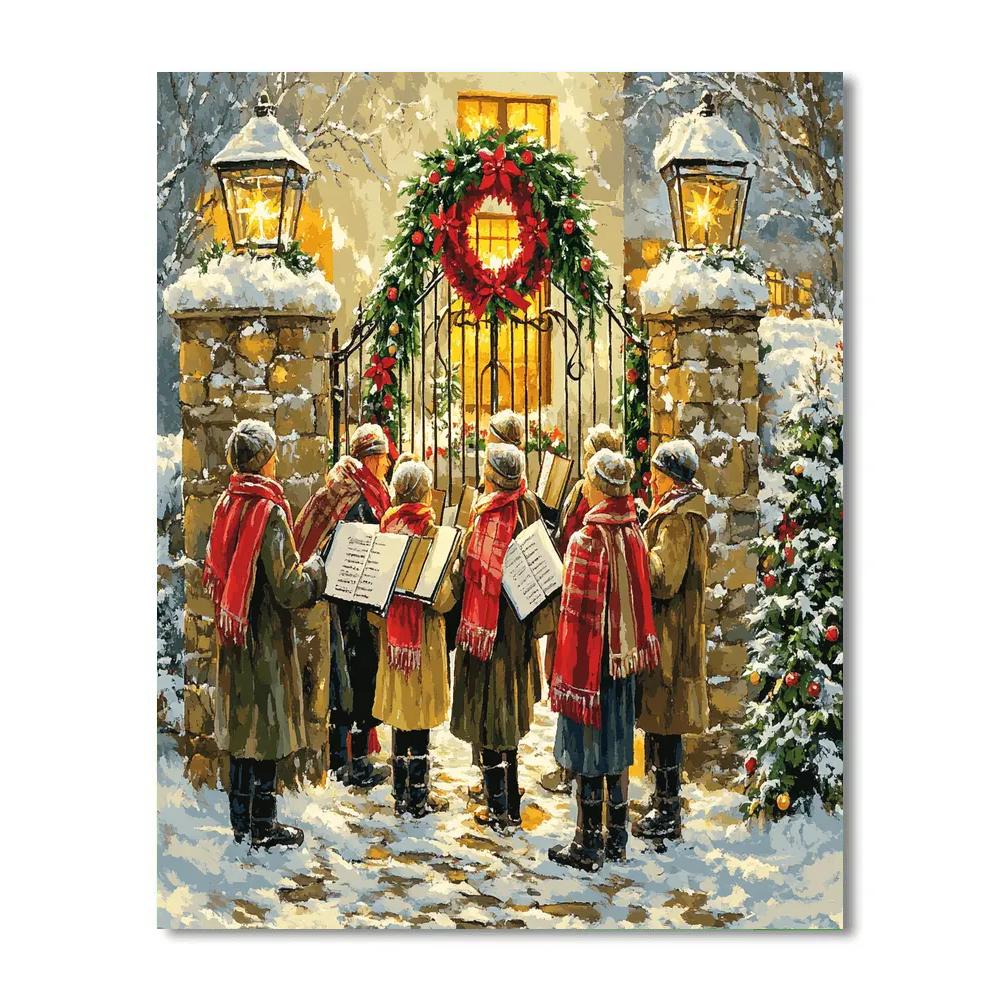 Village Carolers At The Wreath Gate paint by numbers