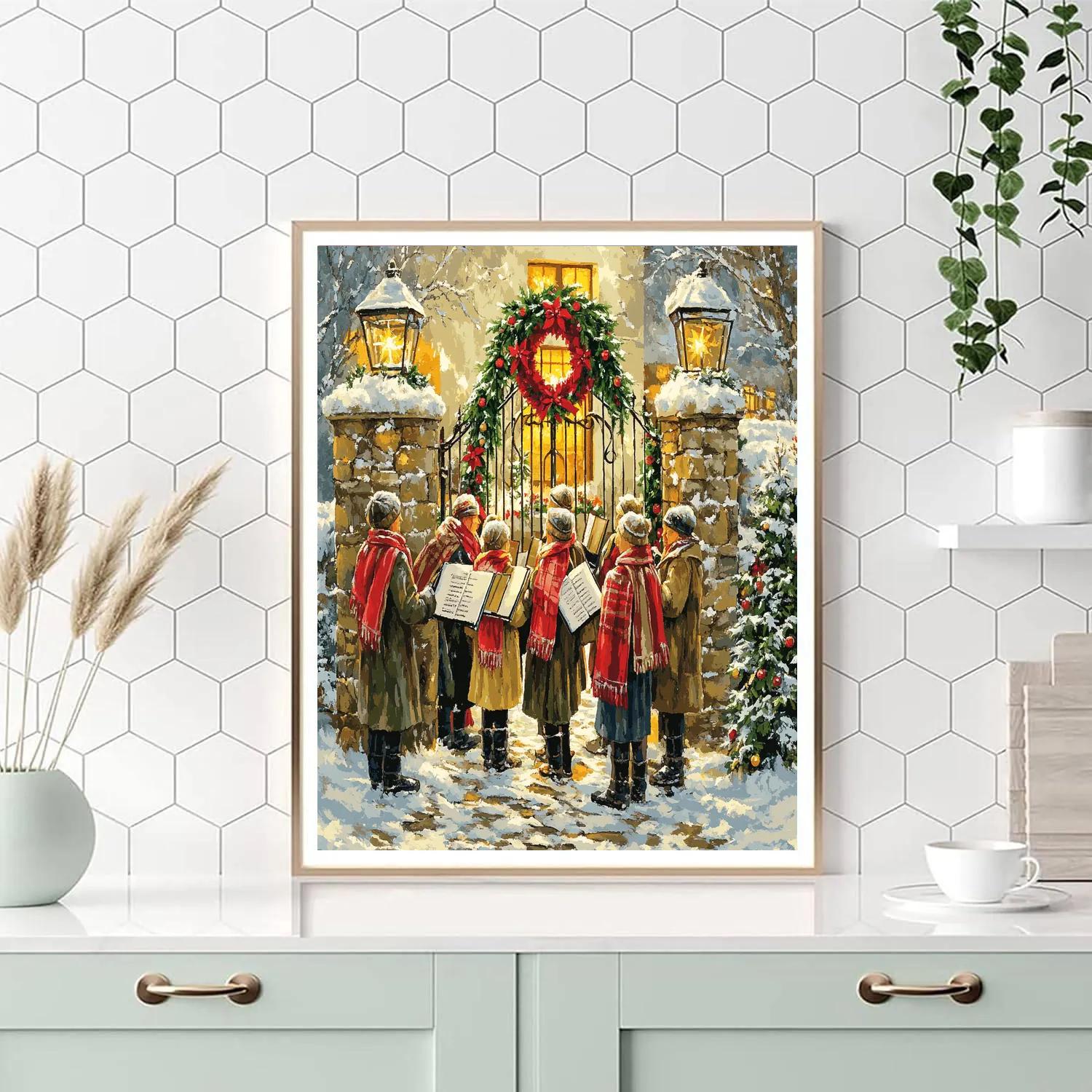 Village Carolers At The Wreath Gate paint by numbers
