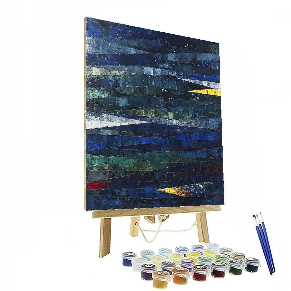 Jean-Paul Riopelle Inspired Shattered Rainstorm Over Midnight Marsh paint by numbers