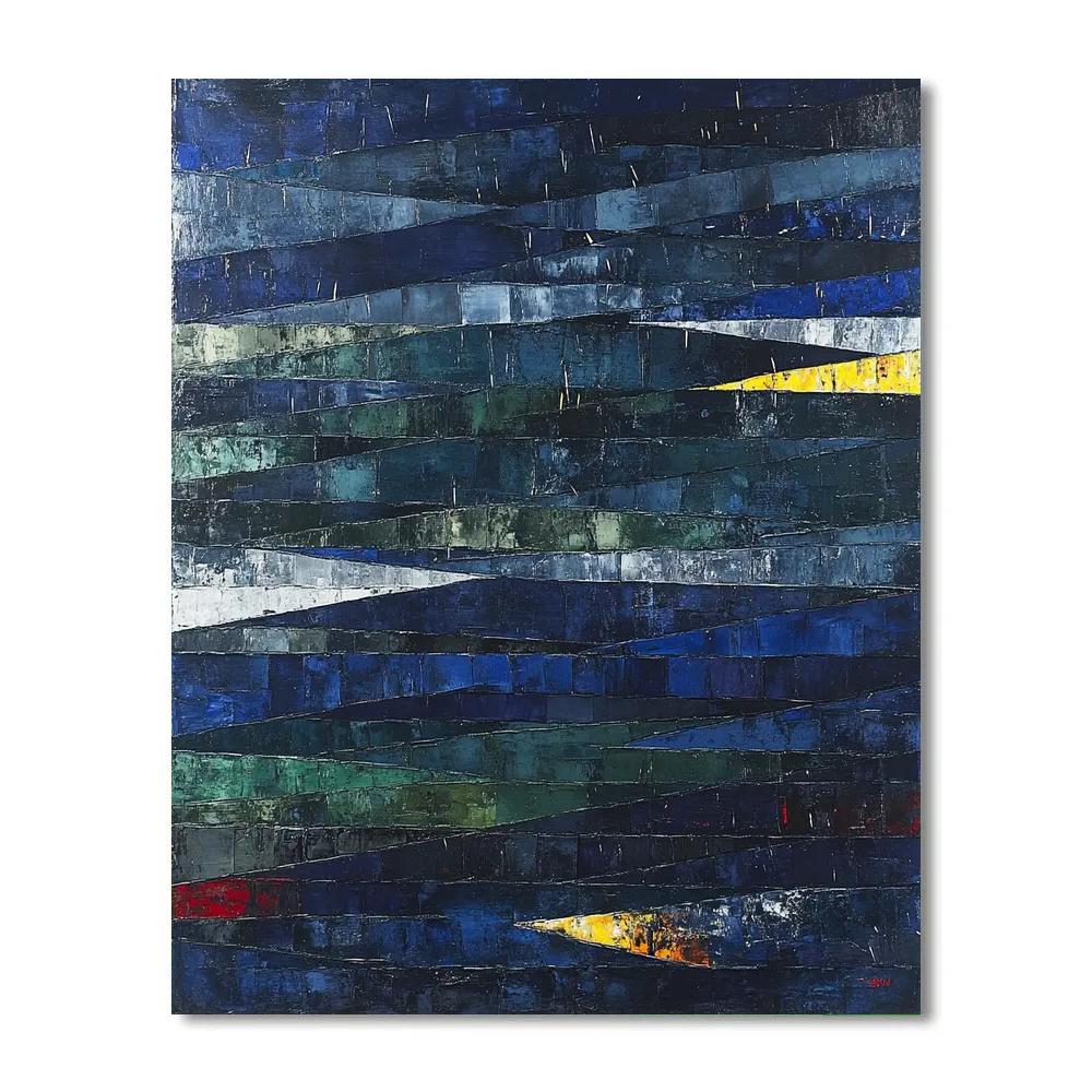 Jean-Paul Riopelle Inspired Shattered Rainstorm Over Midnight Marsh paint by numbers