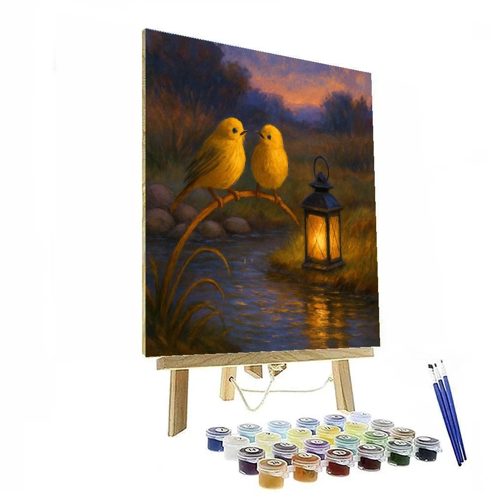 Evening Warblers By The Lantern Pond paint by color