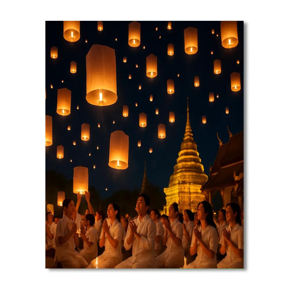Lantern Release At Yi Peng Festival Chiang Mai DIY paint by numbers