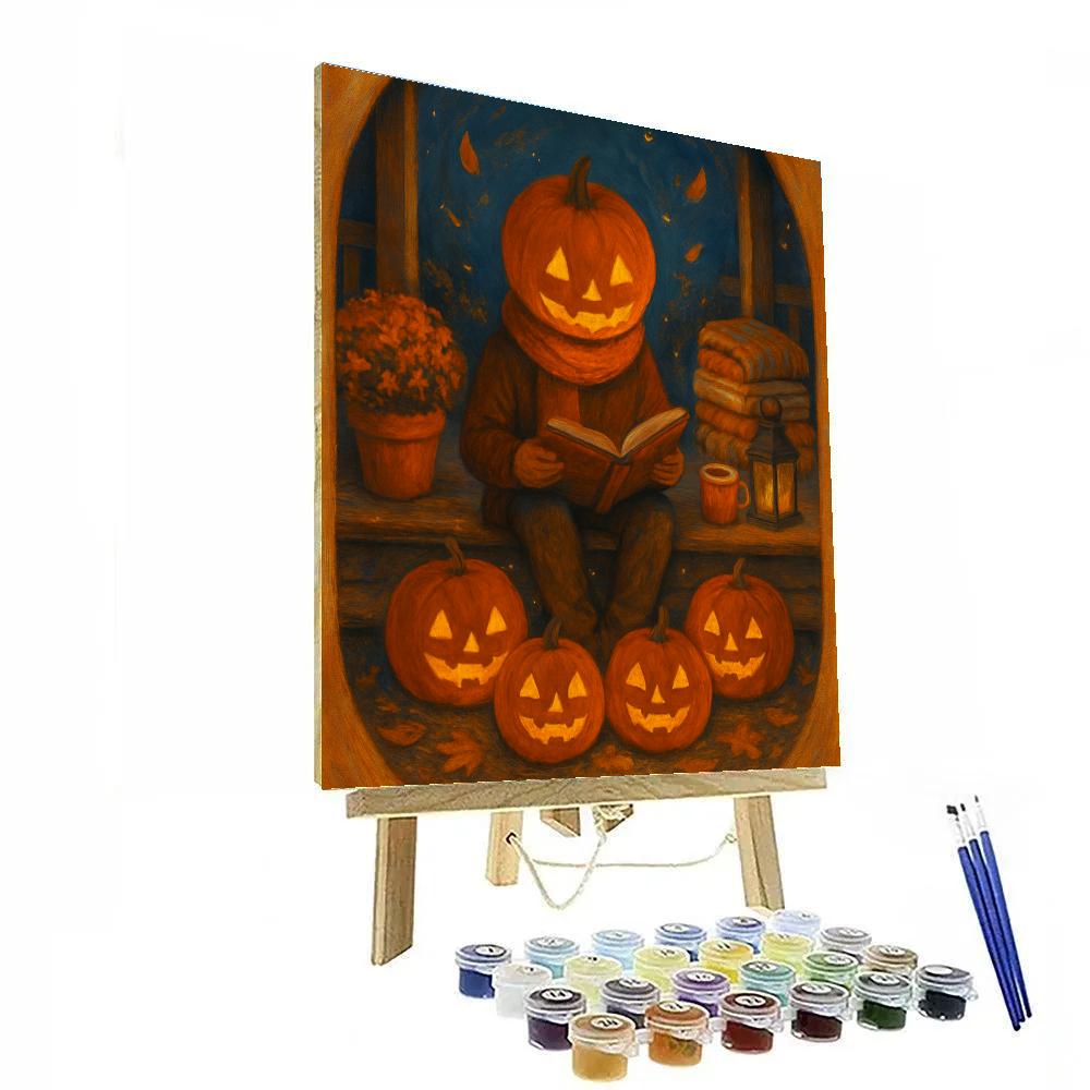 Pumpkin Porch Storytime DIY paint by numbers