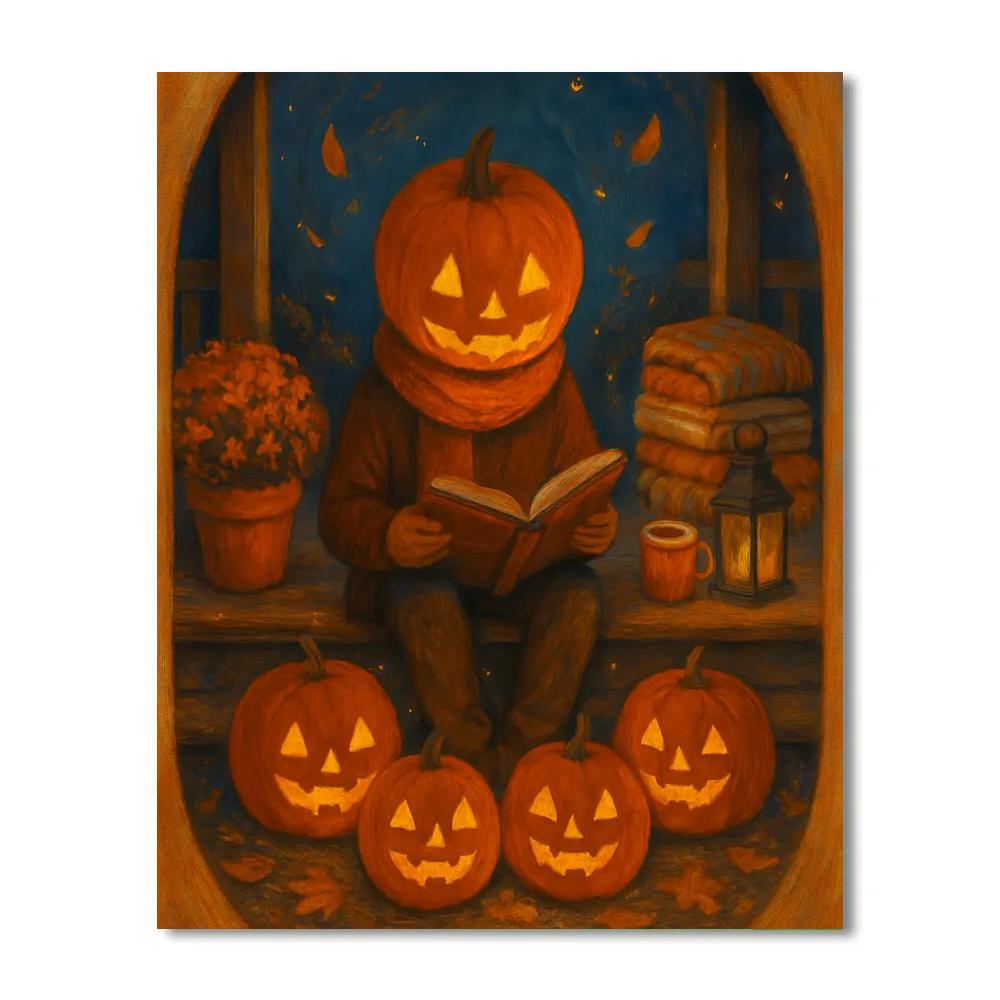 Pumpkin Porch Storytime DIY paint by numbers