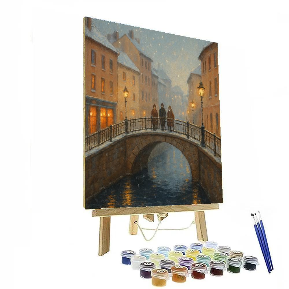 Snowfall Over The Lantern Bridge DIY paint by numbers