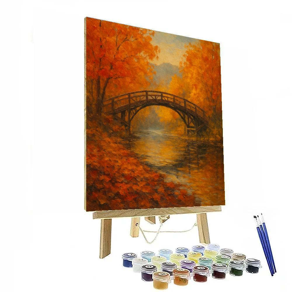 Autumn Bridge Over Quiet Waters paint by number