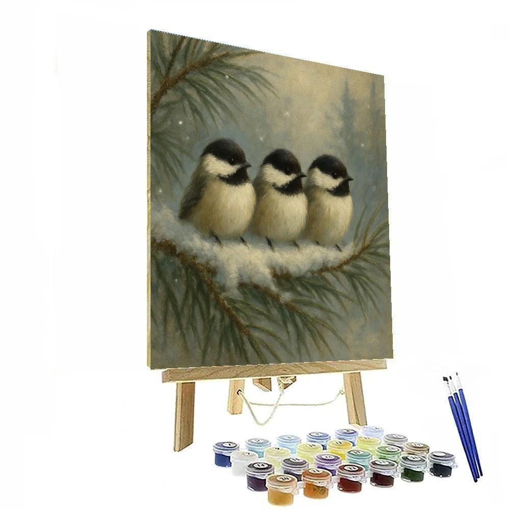 Snowlight Chickadees In The Pine Nook Numbered painting kits