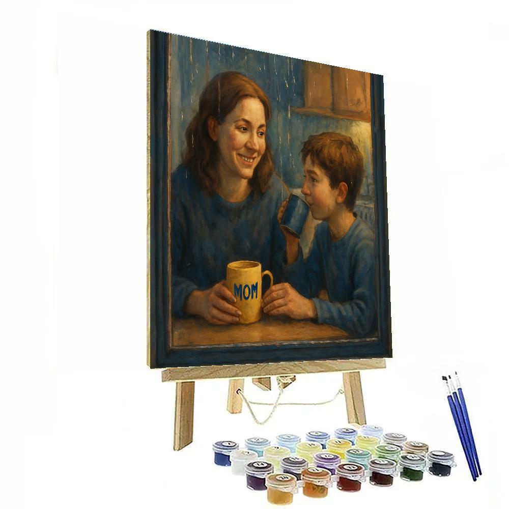 Mother And Child Sharing Rainy Day Tea DIY paint by numbers