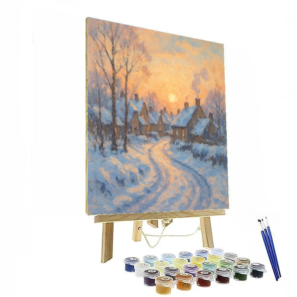 Sunrise Over Frozen Village Lane paint by numbers