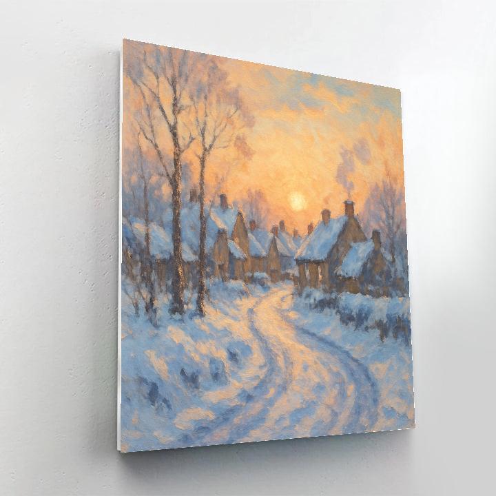 Sunrise Over Frozen Village Lane paint by numbers