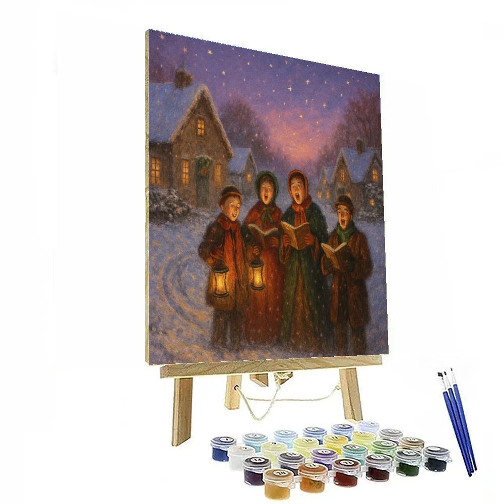 Starlit Carolers On The Snowy Lane paint by numbers