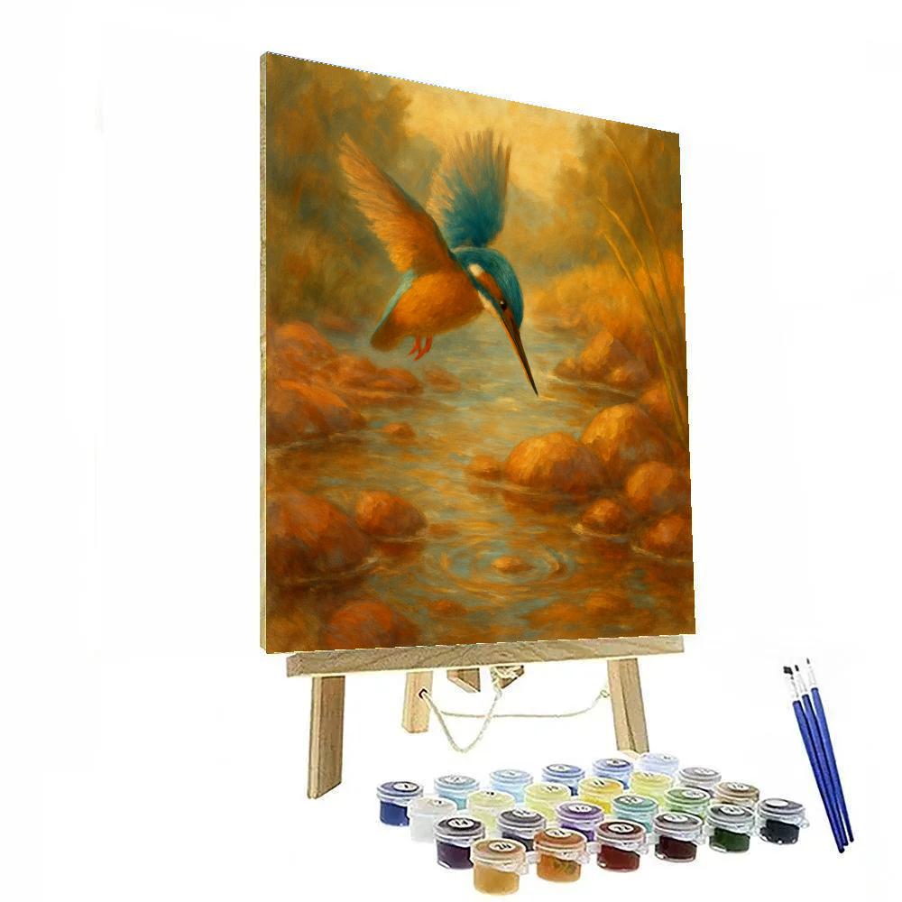 Kingfisher Over Amber Creek Stones Painting by numbers kit