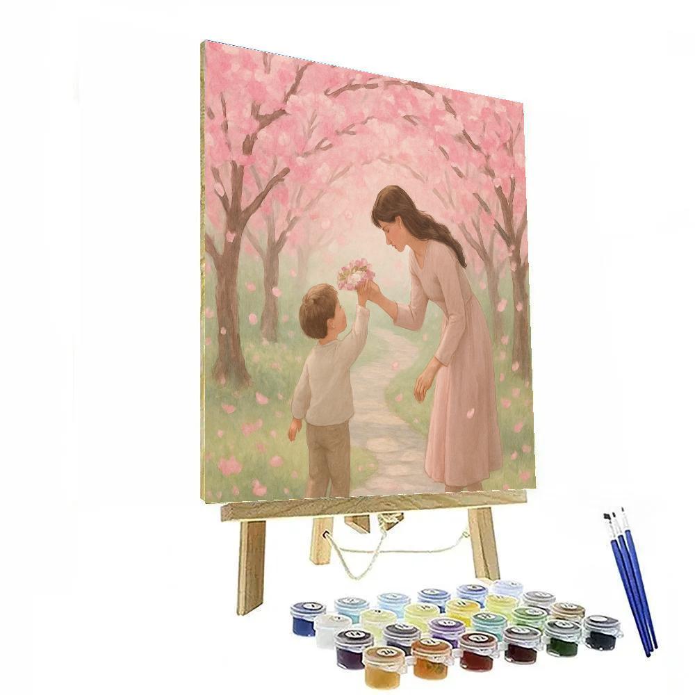 Cherry Blossom Path With Mom Paint by numbers art