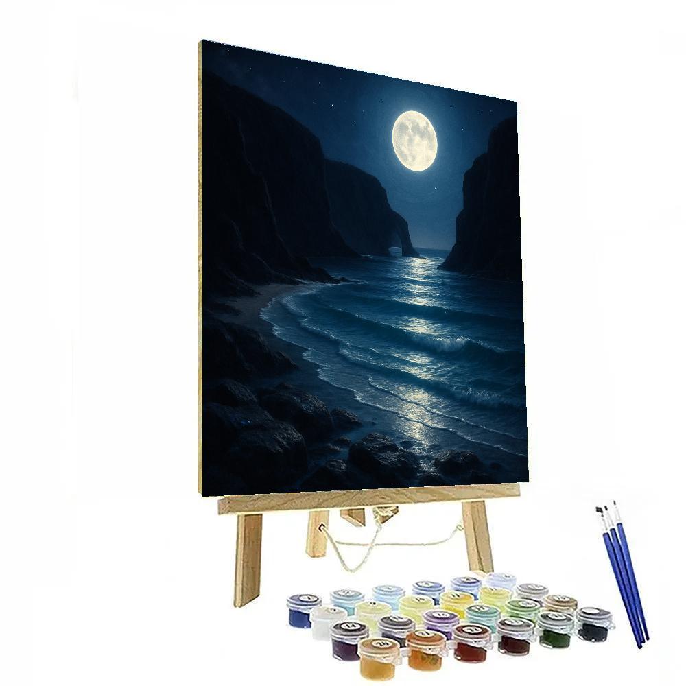 Moonlit Cliffside Cove paint by number