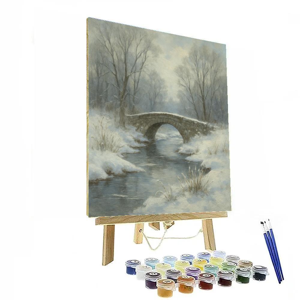 Icy Bridge Over Quiet Stream painting number kit
