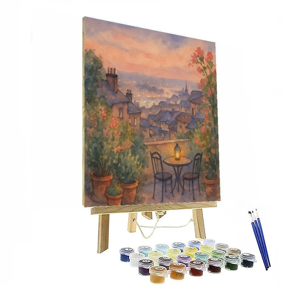 Rooftop Garden Over Evening City DIY paint by numbers