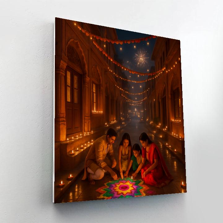 Diwali Night Street In Jaipur With Diyas DIY paint by numbers