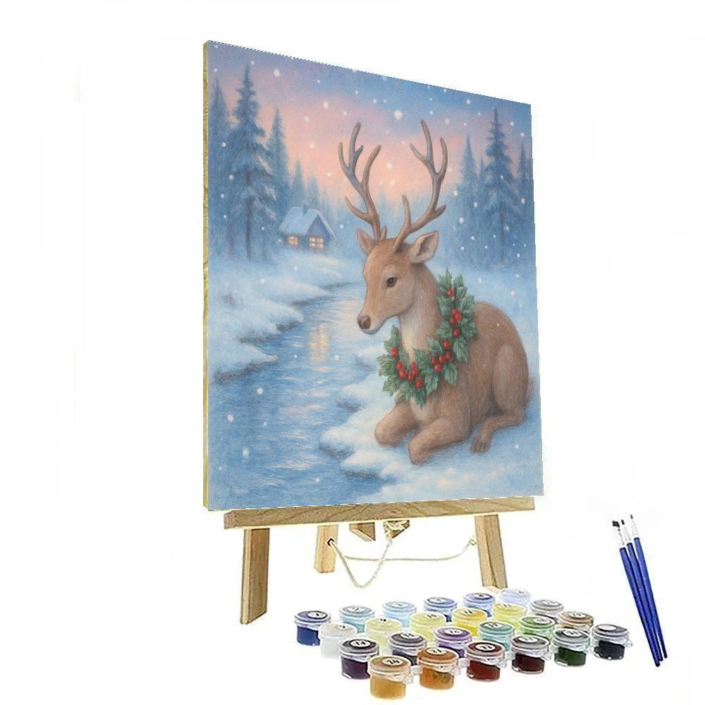 Reindeer Resting By The Frosted Creek Paint by numbers art